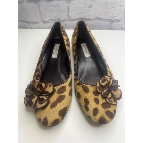 Isaac Mizrahi Ballet Flat Animal Print Slip on Shoes Ladies Size 8.5B Calf Hair - Picture 2 of 13